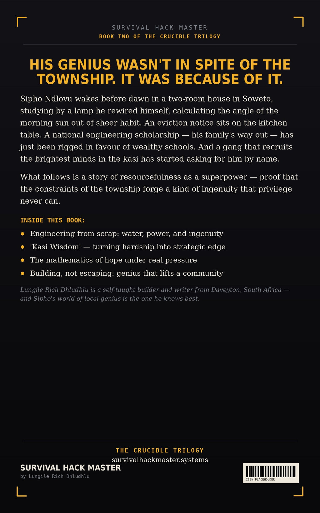 The Kasi Crucible — back cover